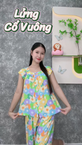 [HCM] Đồ tole nữ đồ bộ lanh mặc nhà áo cánh tiên cổ vuông quần lửng (43-75kg) cao cấp - SHOP5SAO