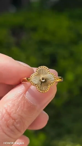 [Lucky Clover] Gold-plated Ring Womens Flower Finger Ring Cincin Emas Bangkok /24K Gold Plated Ring 916 Cincin Emas