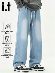 izzue | Quần Jeans Tay Đứng Mỏng Hơi Lạnh Có Dây Thắt cho Mùa Hè từ Lyocell