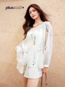 French Style Resort Embroidered Shirt Shorts Set