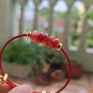 Q2537 Vòng ngũ điếu Ngọc Agate Vân Cam size 10li dây cáp hợp Hỏa & Thổ - Phong Thủy TUDO