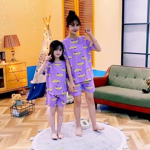 35 New Teens Baby Girl Pajamas Summer Short Sleeved Childrens Clothing Sleepwear Cotton Pyjamas Sets For Kids 4 6 8 10 12 14 Years