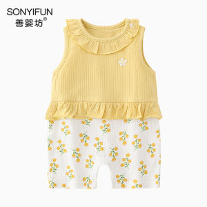 Summer Outfit Pure Cotton Sleeveless Princess Style Baby Romper for Newborn Girls Cute Style Baby Bodysuit Clothes
