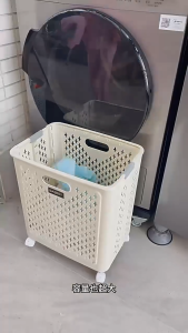 Cross Whale Extra Large Foldable Laundry Basket with Wheels Large Capacity Dirty Clothes Storage Hamper for Bathroom Home 髒衣簍 髒衣桶