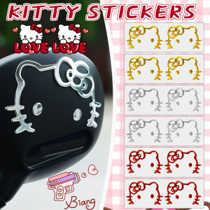 【Swan Home】6Pcs Kawaii Hello Kitty Silver Stickers Cartoon Cute Kitty Peripherals Mobile Student Computer Car Stickers Pvc Water Cup Stickers