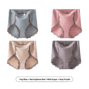 Pure Cotton High Waist Large Size Womens Underwear Breathable Comfortable Triangle Shorts Mom Style Panties Home Clothes