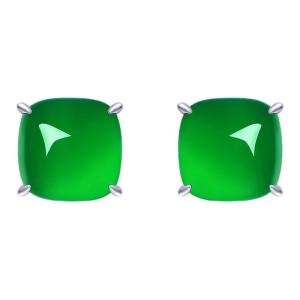 AILEQ | Natural Chalcedony Green Square Earrings