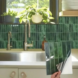 10pcs Self-Adhesive Wall Tiles Stickers Heat Resistant Peel And Stick Kitchen Backsplash Waterproof Wall Tile Sticker
