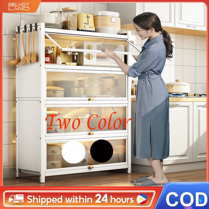 3/4/5 Tier Kitchen Rack Cabinet with Door & Wheels Kitchen ...