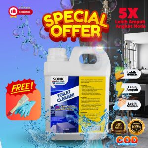 SONIC CLEANER Pembersih Noda Kerak Toilet Kloset Porselen Setanless Syower Kran WC Peralatan Dapur Rumah Tangga Antibakteri Bowel Kmasan 1 Liter