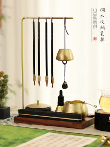 Large Capacity Bronze Calligraphy Brush Holder Display Stand Storage Organizer Multi-Functional Business Supplies Decor