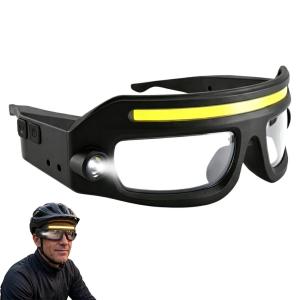 COB Headlamp Glasses Rechargeable LED Headlight Light Up Eyeglasses Dual Beam Safety Goggles Night Running Cycling Fishing