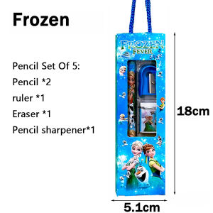 Protree Pencil Characters 5 in 1 Study Set Student Gift Portable Stationery Set Gift Box Present Gift Pencil