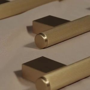 Brass Handle Straight-Grained Knurled Matte Cabinet Handle Vintage Furniture Handle Hardware Drawer Knob Handle