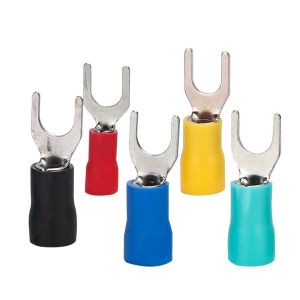100PCS Fork Type pre-Insulated Wiring Terminals SV1.25/2/3.5-4/6 wire crimping terminal U Y Type Flat Cable End Crimp Connector brass Fork Wire patch