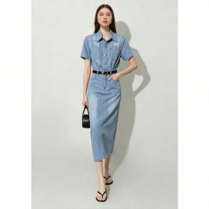 D-PLAY | Vintage Washed Lyocell Denim Shirt Dress