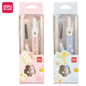 Deli Drafting Set Professional Compass Tool for Students Primary And Middle School Drawing And Mapping Multifunctional Triangle Ruler