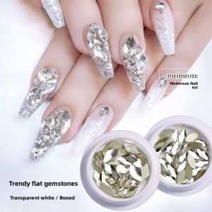 Ultra-Shiny Diamond Nail Art Decorations Flat Bottom Rhinestones Transparent White Luxury Beauty Tools for Any Skin Type