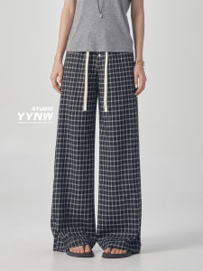YYNW | Quần Dài Phối Caro Dây Kéo Rộng Thoáng Mùa Hè