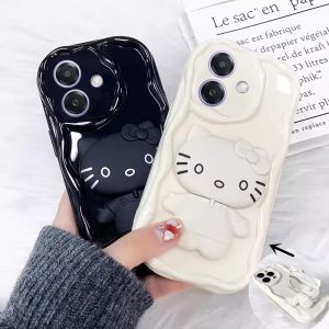 Phone Case Infinix Smart 10 Plus Smart10 Soft Casing with Cartoon Mirror Stand Lens Protection Shockproof Back Cover 2025