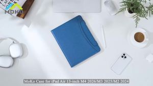 Case for iPad Air 13-inch (M4) 2026 / (M3) 2025 / (M2) 2024 with Pencil Holder & Hand Strap & Pocket Leather Folio Stand Cover
