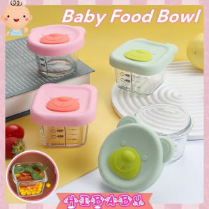 170ml Squar Baby Food Bowl Portable Large Capacity Silicone Pore Cover High Borosilicate Material Safety for Baby Fruit Vegatable Storage Box Food Storage