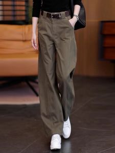 High Waist Wide Leg Scythe Pants Womens Casual Straight Cut Banana Pants Autumn 2025 New Style High Waist Slimming Effect