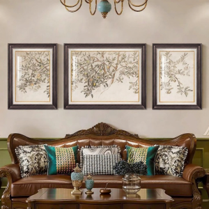 YASISHA | Retro American & French Mid-Century Style Apple Tree Triptych Wall Art