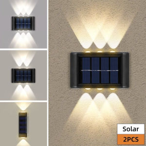 Solar 4/6 Lampu Outdoor Lighting Garden Wall Lamp For Courtyard Street Landscape Decoration Up and Down Lights Stairs Fence Solar Wall Light Light control warerproof courtyards/parks/gardens lamp