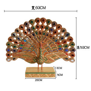 Peacock Display Home Decorations Southeast Asian Style Living Room Desktop Ornament Handmade Wooden Artistic Animal Sculpture