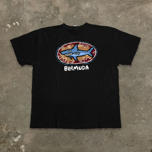 เสื้อยืดคอกลมแขนสั้นผ้าฝ้ายแท้ 260 กรัม ลายฉลามสีน้ำเงิน ทรงหลวม สำหรับผู้ชายและผู้หญิง แฟชั่นฤดูร้อน