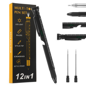 12 In 1 EDC Multi Tool Pen with LED Light Level Bottle Opener Touchscreen Stylus and Screwdriver Fathers Day Men Gadgets Gifts