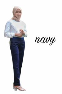 celana kerja kantor formal wanita pinggang karet highwaist jumbo slim fit