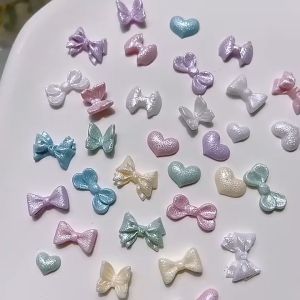 Hiasan Nail Arts Bentuk Pita Warna-warni & Kupu-kupu: Dekorasi Aksesoris Kuku Nail Art DIY