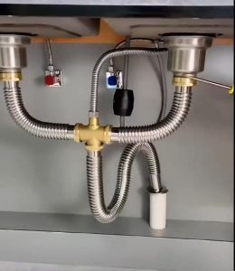 Meet-Mi® ท่อน้ำทิ้งอ่างล้างหน้า ชาร์ปน้ำทิ้ง 316 กันการระเบิด สแตนเลส ยูแทรฟสมุดแรงรูป พีวีซี ขนาด 2หลุม