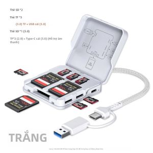 EOENKK | Bộ Chuyển Đổi Đầu Đọc Thẻ 5 Trong 1 USB3.1/Type-C Sang SD/TF/USB/Type-C Hộp Lưu Trữ Thẻ Nhớ Đa Chức Năng Với 5 Cổng