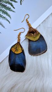 Ready Stock SG Classic Green Pheasant Feather Drop Earrings Handmade Boho Feather Earrings