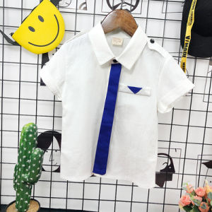 Childrens Clothing Childrens Short Sleeve Shirt Suit Summer Boy Handsome Pure Cotton Shirt Baby Boy K-style Summer Clothes Two-Piece Suit