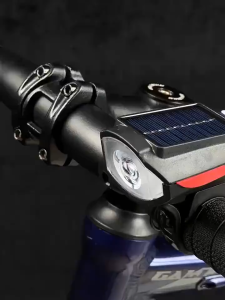 (Dalam Stok Dikirim Darl Jakarta) Lampu Sepeda LED Tenaga Surya dengan Bel Klakson Speaker 120dB Tahan Air Lampu Klakson Sepeda