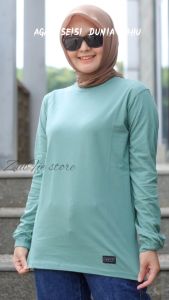 Kaos Polos Merah Lengan Panjang Wanita Atasan Jumbo Muslimah