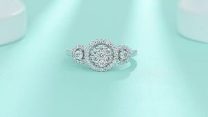 S925 Sterling Silver Mosonite Diamond Ring Womens Luxury Wedding Party Ring