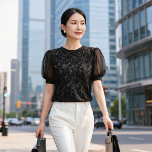 Mesh Paneled Light Breathable Plain Colored Knitted Top