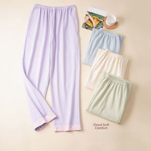 Miiow | Pure Cotton Sleep Pants Womens Loose Fit Breathable Lightweight Summer Home Leisure Long Pants Plus Size Comfortable Sleepwear