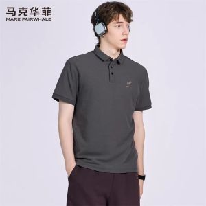Mark Fairwhale | Embroidered Turn-Down Collar Short Sleeve Mens Polo Shirt