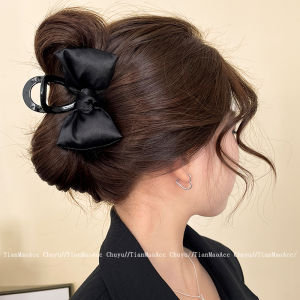 กิ๊บติดผมรูปฉลามขนาดกลางสีแดง Ankela พร้อมโบว์ผีเสื้อ 2024 ใหม่ ไฮเอนด์ สำหรับผมยาว ตกแต่งผมสไตล์เกาหลี