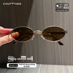 Chuming | Kính Râm Mỏng Chống Tia UV Tròng Trà Khung Bạc Cổ Điển