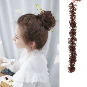 Artificial Hair Bun Caterpillar Hair Ring Real Hair Winding Bun Hair Band Wig Female Bud-like Hair Style Fluffy Hair Accessories
