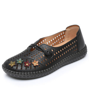 SHIPAILUO | Summer Breathable Soft Bottom Leisure Shoes For Elderly Beijing Style Cloth Shoes Hollow Out Mesh Design Large Size Slip-On Shoes