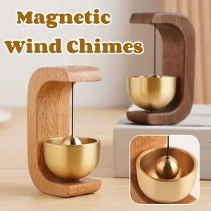 Japanese Style Self-adhesive Doorbell Magnetic Brass Wood Door Bell Home Door Decor Room Wind Chimes