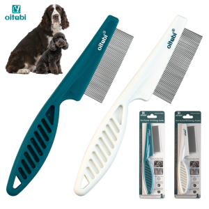 Oitabi Flea Lice Comb Dog Cat Grooming Combs with Rounded Teeth Professional Pet Tear Stain Remover Brush Pet Dematting Tool